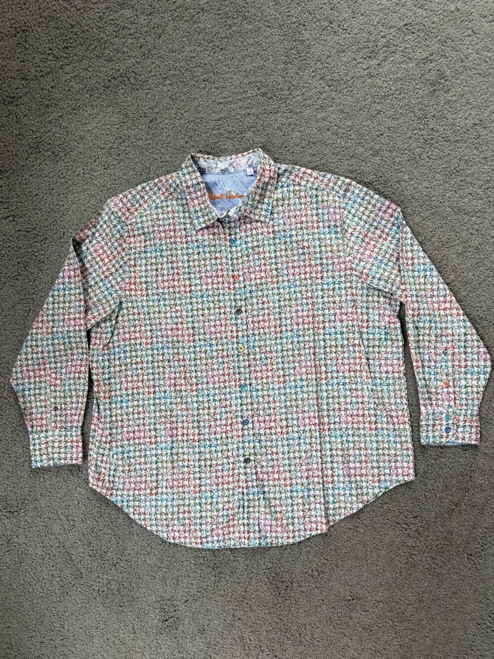Robert Graham Seven Hills Skull Houndstooth Button Up Shirt 2XL Stretch - EUC